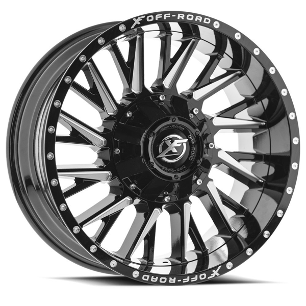 XF Offroad Wheels XF-226 Gloss Black Milled 20x9 0mm Offset 8x165.1 (8x6.5),8x170