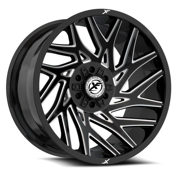 XF Offroad Wheels XF-229 Gloss Black Milled 22x12 -44mm Offset 5x127 (5x5),5x139.7 (5x5.5)