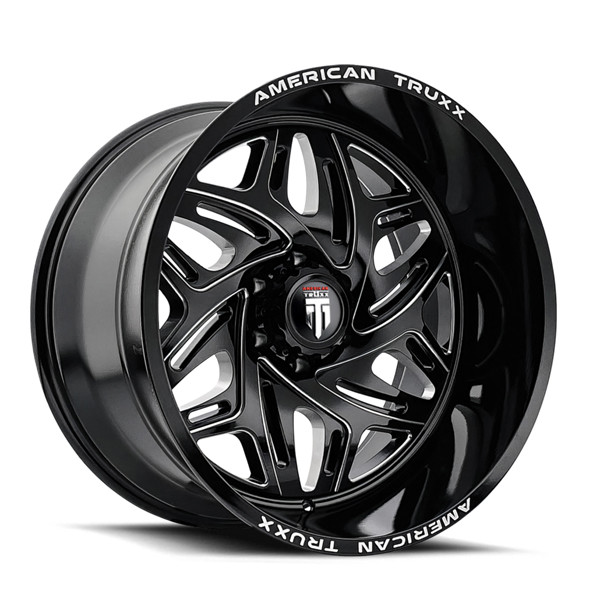 American Truxx Wheels Euophoria AT1914 Gloss Black Milled 20x10 -19mm Offset 5x127 (5x5)