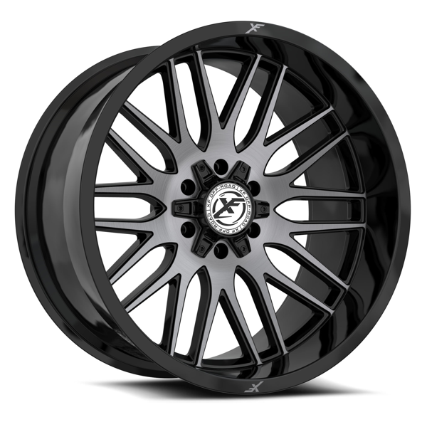 XF Offroad Wheels XF-240 Gloss Black Brushed Double Dark Tint 26x12 -44mm Offset 5x127 (5x5),5x139.7 (5x5.5)