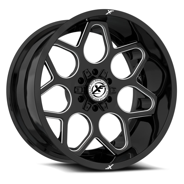 XF Offroad Wheels XF-233 Gloss Black Milled 20x10 -12mm Offset 8x165.1 (8x6.5),8x180