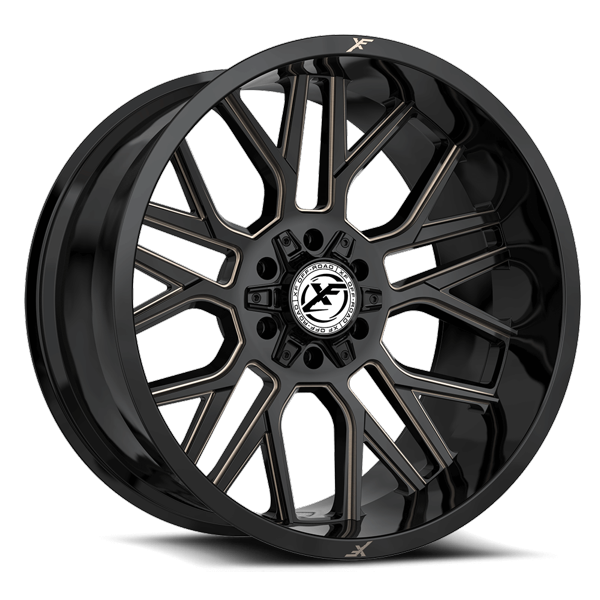 XF Offroad Wheels XF-235 Gloss Black Bronze Milled 20x12 -44mm Offset 5x127 (5x5),5x139.7 (5x5.5)
