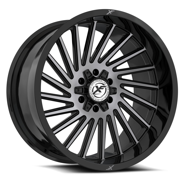 XF Offroad Wheels XF-239 Gloss Black Brushed Double Dark Tint 22x12 -44mm Offset 5x127 (5x5),5x139.7 (5x5.5)