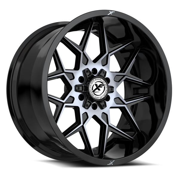 XF Offroad Wheels XF-238 Gloss Black Machined Titanium Double Dark Tint 22x12 -44mm Offset 8x165.1 (8x6.5),8x180