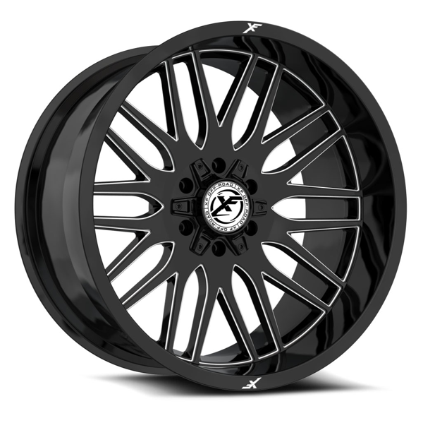 XF Offroad Wheels XF-240 Gloss Black Milled 20x10 -24mm Offset 8x165.1 (8x6.5),8x170