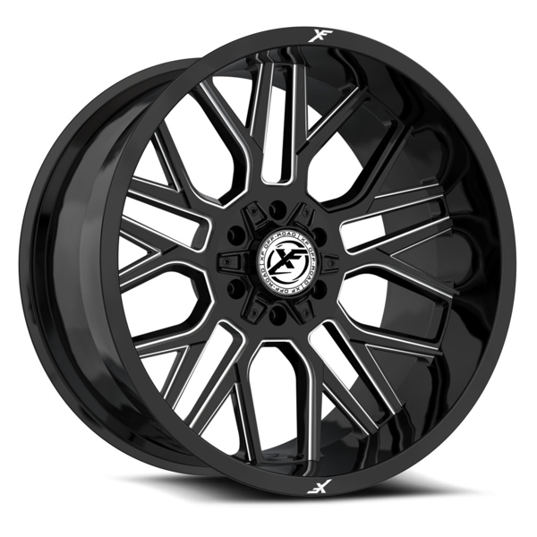 XF Offroad Wheels XF-235 Gloss Black Milled 20x10 -12mm Offset 5x127 (5x5),5x139.7 (5x5.5)