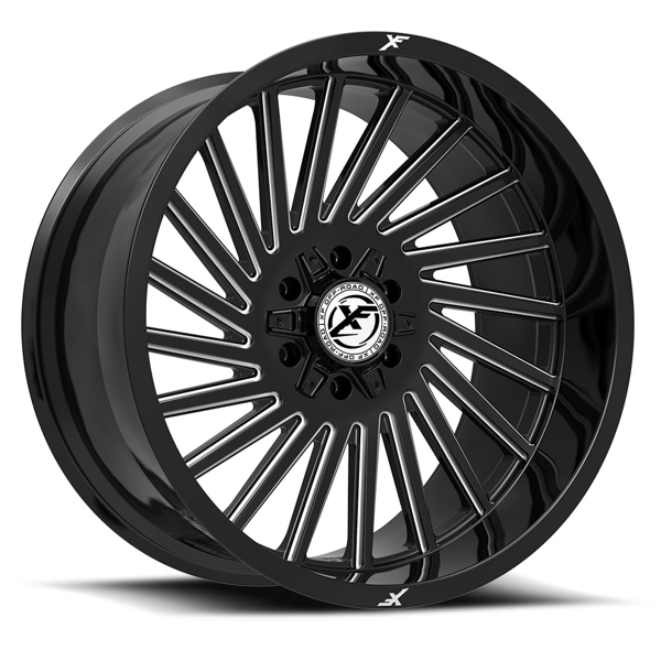 XF Offroad Wheels XF-239 Gloss Black Milled 24x14 -76mm Offset 6x135,6x139.7 (6x5.5)