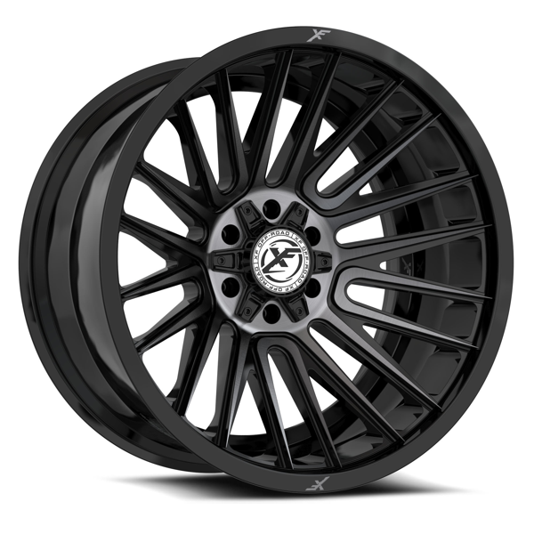 XF Offroad Wheels XF-234 Gloss Black Brushed Double Dark Tint 22x12 -44mm Offset 8x170,8x165.1 (8x6.5)