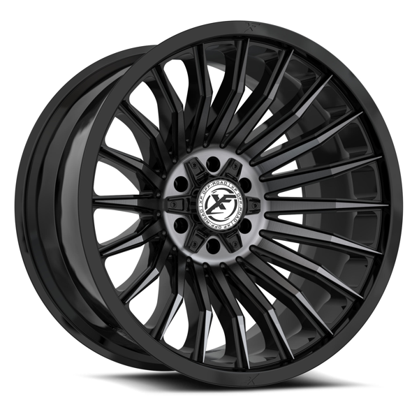 XF Offroad Wheels XF-231 Gloss Black Machined Titanium Double Dark Tint 20x12 -44mm Offset 8x165.1 (8x6.5),8x170