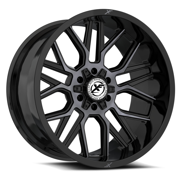 XF Offroad Wheels XF-235 Gloss Black Machined Titanium Double Dark Tint 22x12 -44mm Offset 8x165.1 (8x6.5),8x170