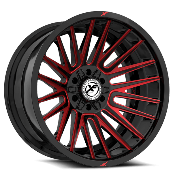 XF Offroad Wheels XF-234 Gloss Black Red Milled 17x9 12mm Offset 5x127 (5x5),5x139.7 (5x5.5)