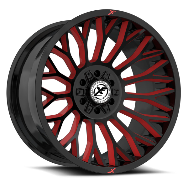 XF Offroad Wheels XF-237 Gloss Black Red Milled 24x14 -76mm Offset 5x127 (5x5),5x139.7 (5x5.5)