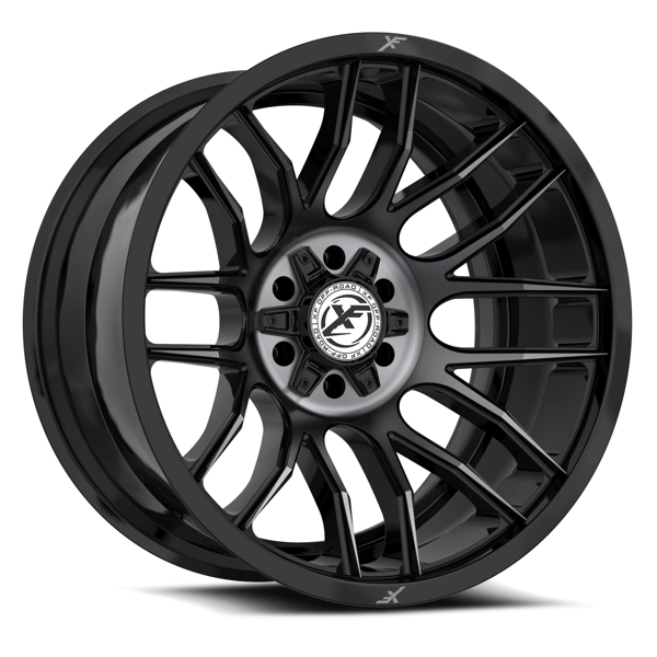 XF Offroad Wheels XF-232 Gloss Black Machined Titanium Double Dark Tint 20x10 -24mm Offset 8x165.1 (8x6.5),8x170
