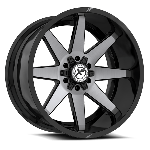 XF Offroad Wheels XF-236 Gloss Black Brushed Double Dark Tint 26x12 -44mm Offset 8x165.1 (8x6.5),8x170