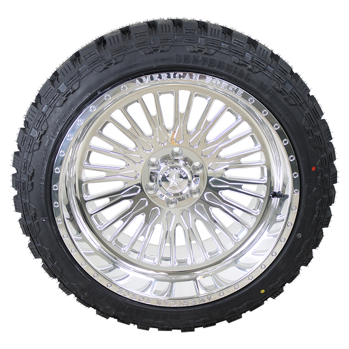 22x12 American Force CK04 Polished 35x12.50R22 Centennial Tires Dirt Commander M/T Wheel and Tire Package