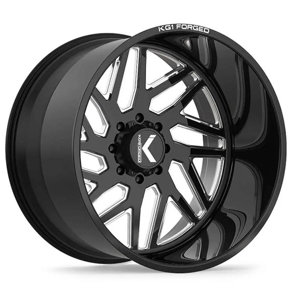 KG1 Forged Wheels Yaz-N KF009 Gloss Black Milled 22x12 -44mm Offset 5x127 (5x5)