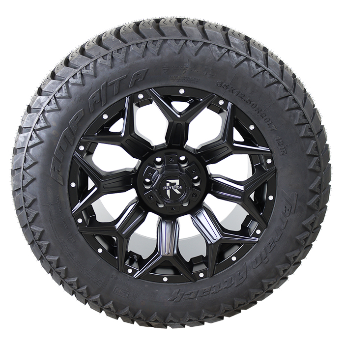 Revenge Offroad RV-202 Satin Black with Rivet AMP Terrain Attack A/T