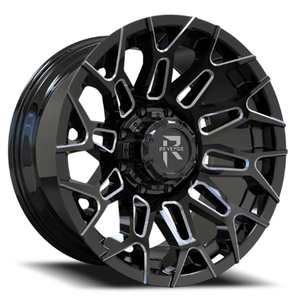 Revenge Offroad Wheels RV203 Gloss Black Milled 20x10 -19mm Offset 8x165.1 (8x6.5)