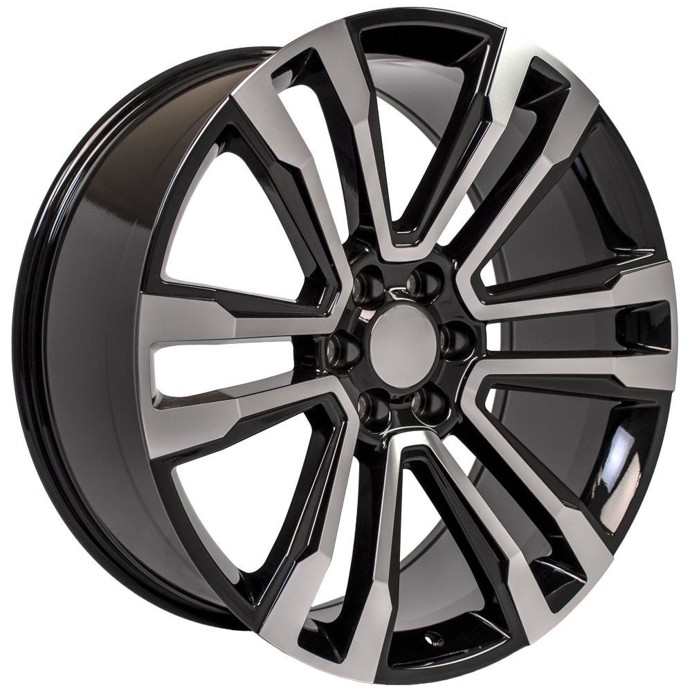 OE Wheels GMC Yukon CV44 Black Machined 24x10 24mm Offset 6x139.7 (6x5.5)