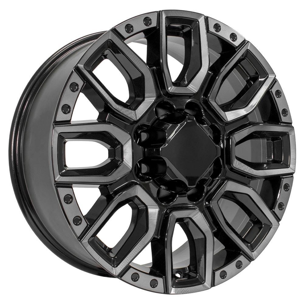 OE Wheels GMC Sierra 2500/3500 CV97B Black Milled Edge with Tinted Clear 20x8.5 47mm Offset 8x180