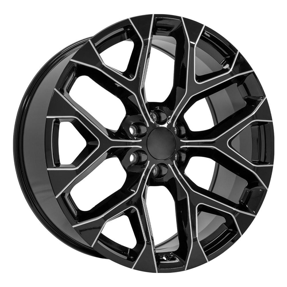 OE Wheels Chevy Silverado CV98B Black with Milled Edge 24x10 24mm Offset 6x139.7 (6x5.5)
