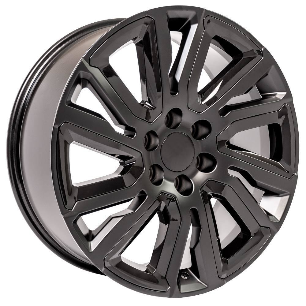 OE Wheels GMC Sierra CV39 Satin Black with Gloss Black 22x9 28mm Offset 6x139.7 (6x5.5)