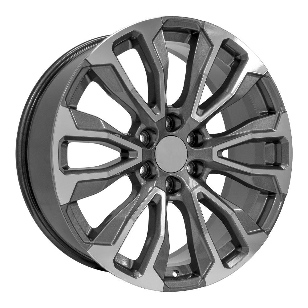 OE Wheels GMC Yukon 1500 CV30 Gunmetal Machined 22x9 28mm Offset 6x139.7 (6x5.5)