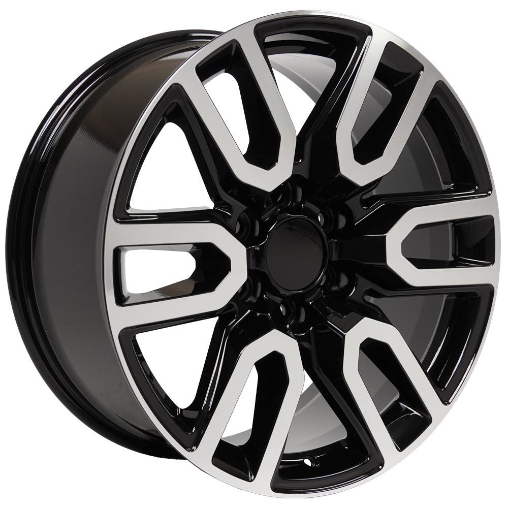 OE Wheels GMC Sierra CV36 Black Machined 20x9 24mm Offset 6x139.7 (6x5.5)