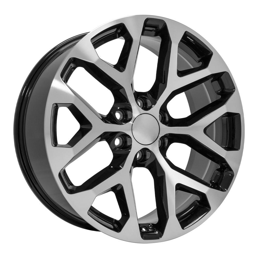 OE Wheels Chevy Silverado CV98B Black Machined 22x9 24mm Offset 6x139.7 (6x5.5)