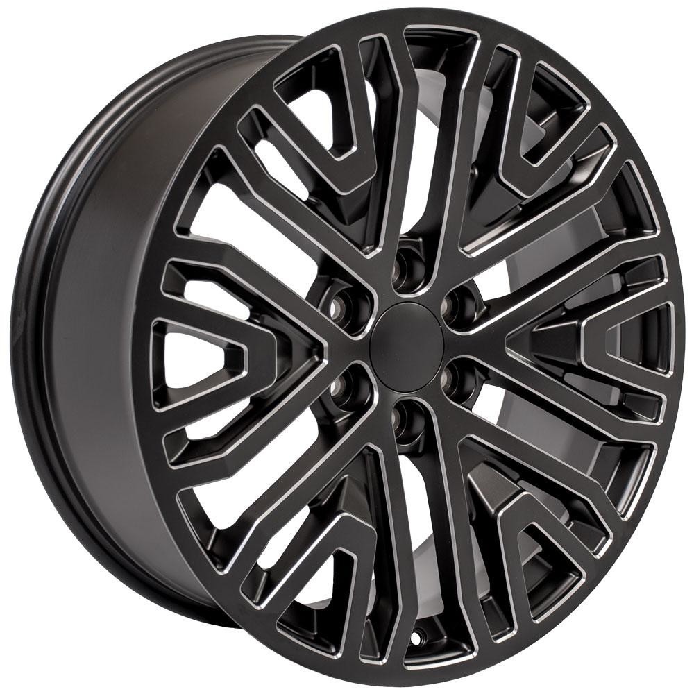 OE Wheels GMC Sierra CV37 Black with Milled Edge 22x9 28mm Offset 6x139.7 (6x5.5)