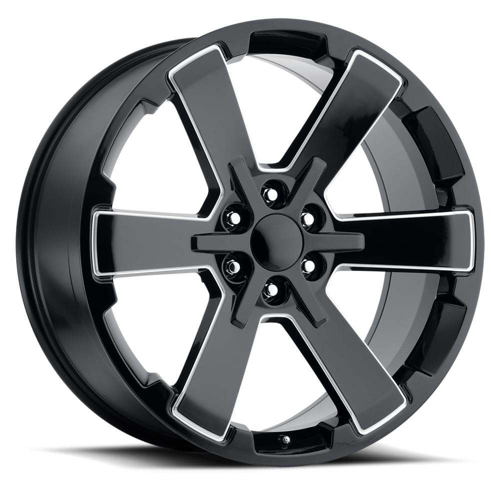 Factory Reproductions Wheels GMC Dual Six Star FR 45 Gloss Black Ball Milled 22x9 24mm Offset 6x139.7 (6x5.5)