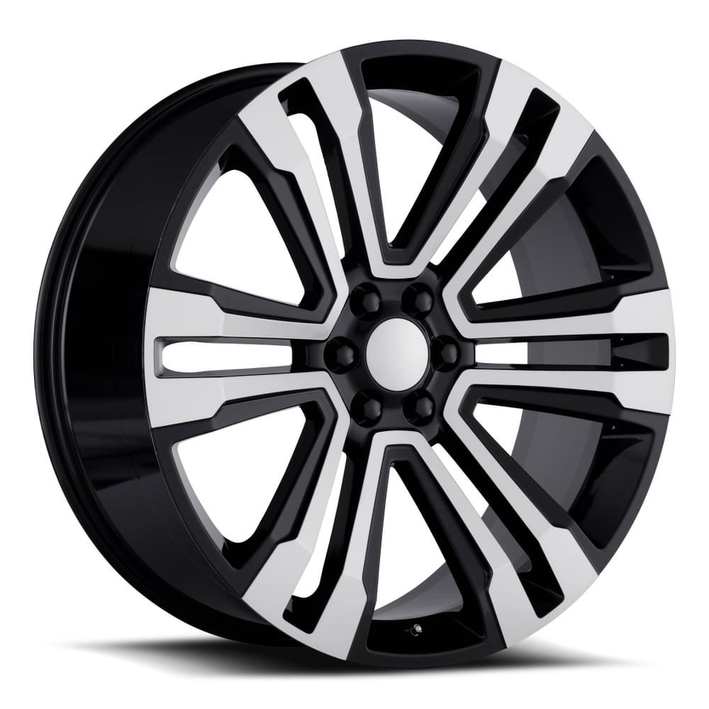 Factory Reproductions Wheels Escalade FR 72 Gloss Black Machine Face 24x10 30mm Offset 6x139.7 (6x5.5)