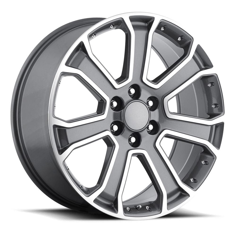 Factory Reproductions Wheels GMC Yukon Denali FR 49 Grey Machine Face 22x9 31mm Offset 6x139.7 (6x5.5)