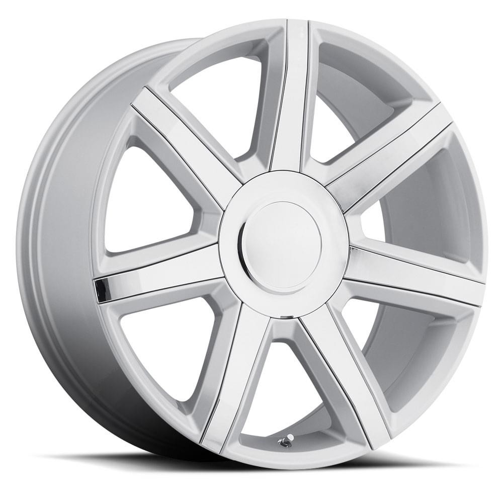 Factory Reproductions Wheels Escalade Luxury FR 56 Silver with Chrome Inserts 22x9 24mm Offset 6x139.7 (6x5.5)