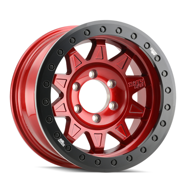 DirtyLife True Beadlock Wheels Roadkill Race 9302 Gloss Crimson Candy Red 17x9 -38mm Offset 5x127 (5x5) 2007-2026 Jeep Wrangler / Gladiator