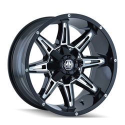 Mayhem Wheels Rampage 8090 Gloss Black w/ Milled Spokes 17x9 18mm Offset 8x165.1 (8x6.5),8x170