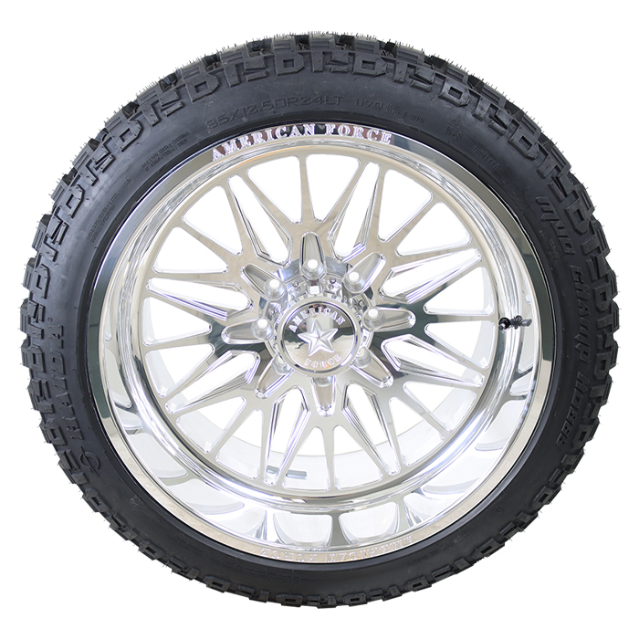 22x12 American Force FROST CKH41 Polished 35x12.50R22 Haida Tires HD869 Wheel and Tire Package