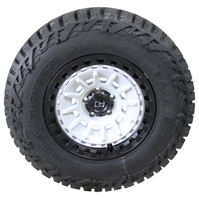 Black Rhino BR009 Barrage Gloss White Matte Black Mickey Thompson Baja Boss A/T