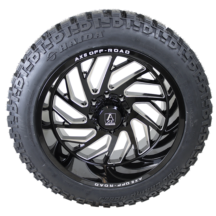 AXE Offroad Zeus Gloss Black Milled Haida HD869 M/T