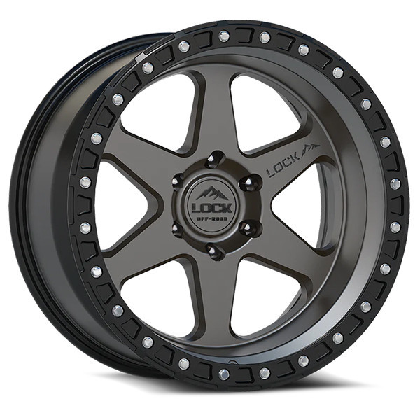 Lock Offroad Wheels Olympus Matte Grey with Matte Black Ring 18x9 -12mm Offset 6x139.7 (6x5.5)