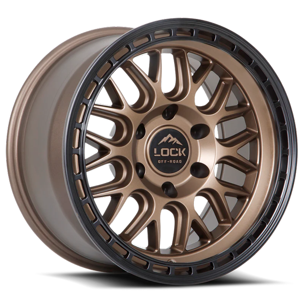 Lock Offroad Wheels Onyx Matte Bronze with Matte Black Ring 17x9 -12mm Offset 5x127 (5x5) 2007-2026 Jeep Wrangler / Gladiator