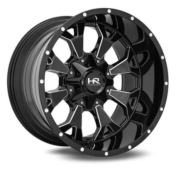 Hardrock Offroad Wheels Devastator H711 Gloss Black Milled 20x10 -19mm Offset 6x139.7 (6x5.5)