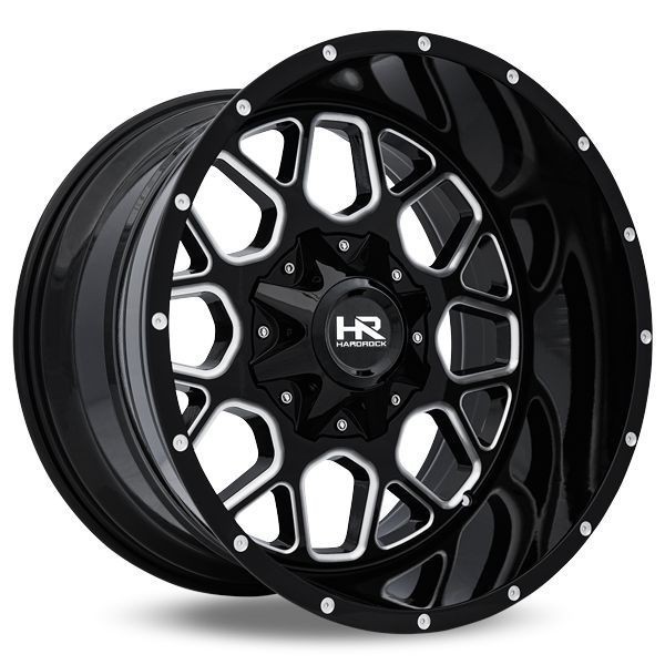 Hardrock Offroad Wheels Gunner H705 Gloss Black Milled 20x10 -19mm Offset 8x170