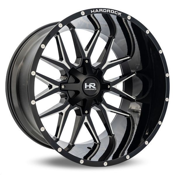 Hardrock Offroad Wheels Affliction H700 Gloss Black Milled 20x9 18mm Offset 8x165.1 (8x6.5)