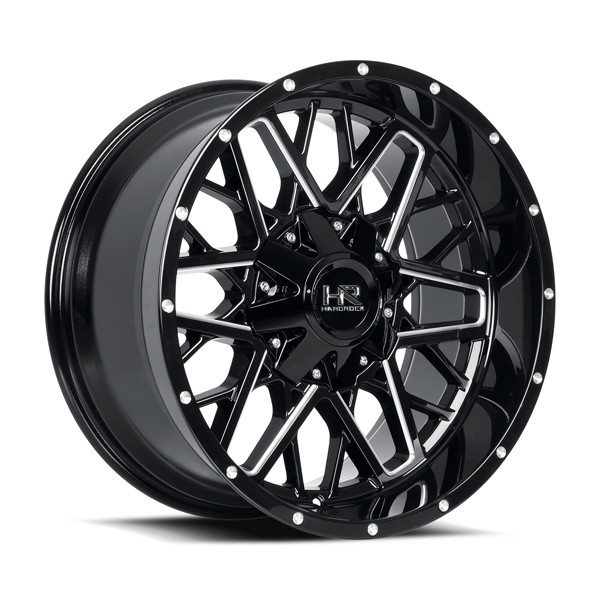Hardrock Offroad Wheels Bomber H714 Gloss Black Milled 20x9 20mm Offset 6x120,6x139.7 (6x5.5)