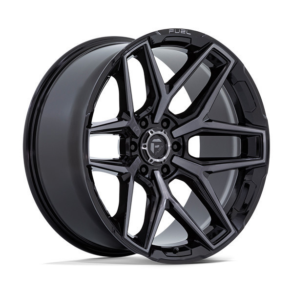 Fuel Offroad Wheels Flux FC854 Gloss Black Brushed Face With Gray Tint 22x12 -44mm Offset 5x127 (5x5)