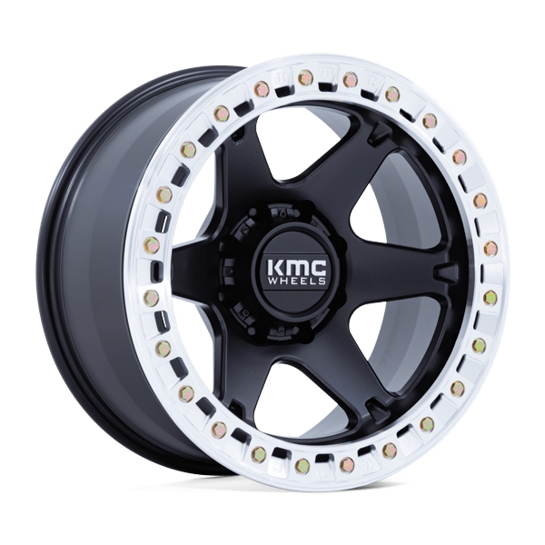 KMC True Beadlock Wheels VI KM238 Satin Black with Machined Ring 17x9 -38mm Offset 5x127 (5x5) 2007-2026 Jeep Wrangler / Gladiator
