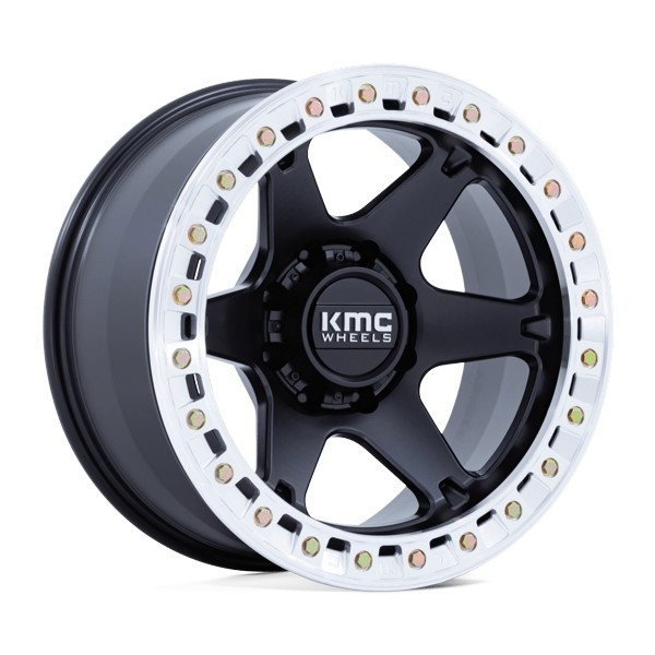 KMC True Beadlock Wheels VI KM238 Satin Black with Machined Ring 20x10 -48mm Offset 8x165.1 (8x6.5)