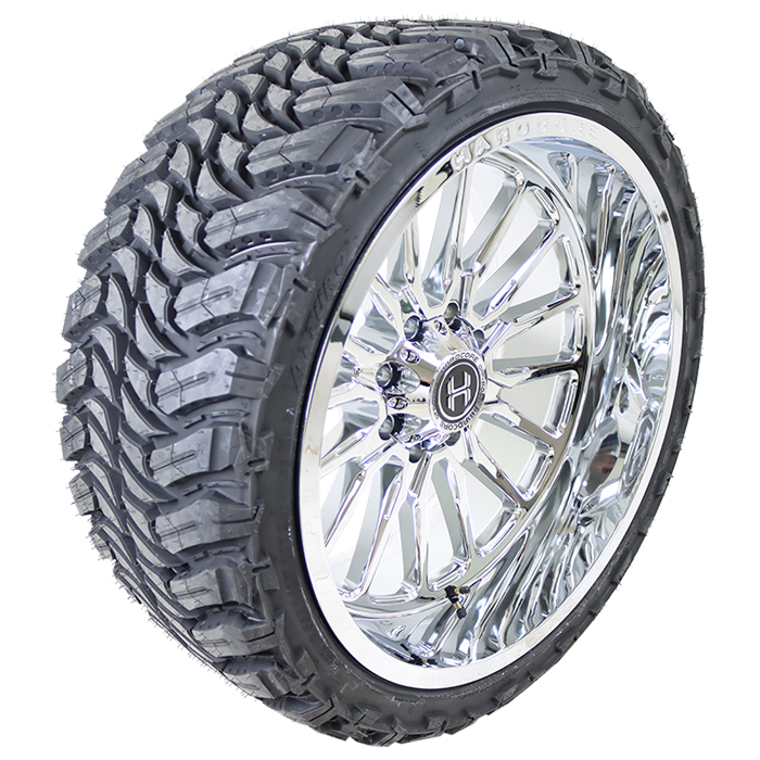 24x12 Hardcore Offroad HC24 Chrome 35x13.50R24 Atturo Tires Trail Blade MTS Wheel and Tire Package