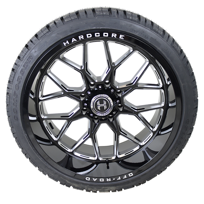 Hardcore Offroad HC104 Widow Gloss Black Milled Comforser CF1100 A/T